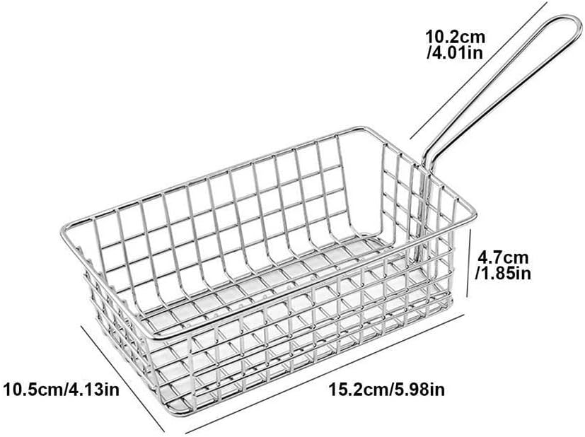 Fryer Basket, Fryer Basket/Skimmer Spoon Stainless Steel French Fry Basket Square French Fry Basket French Fry Basket Strainer Fryer Nonstick Colander Strainer Basket