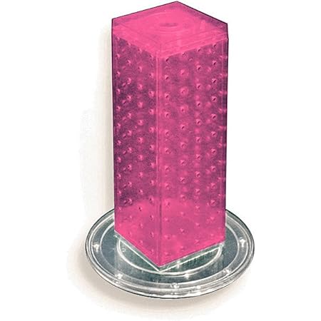 Azar Displays 700220-PNK 4-Sided Revolving Pegboard Counter Display - Translucent Pink, 13" H