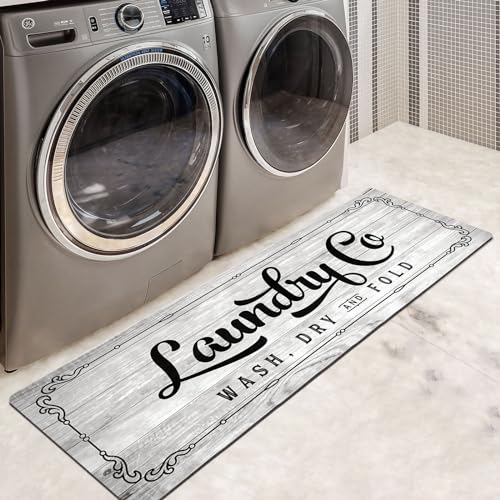 EARTHALL Laundry Room Rug Runner 20"x48" Non Slip Waterproof Mats