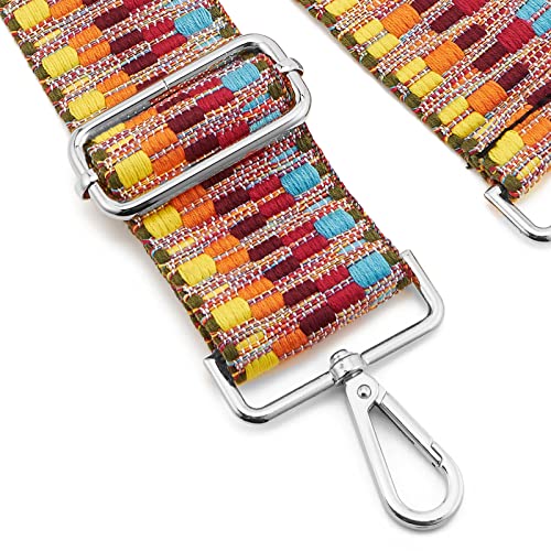 Image of Silvery Buckles Wide Shoulder Strap Adjustable Replacement Belt Crossbody Canvas Bag Handbag