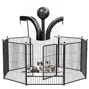 Metal Dog Playpen 32 Inch Height RV Puppy Play Pens for Small Medium Dogs Portable Fordable with Door Dog Fence Indoor Outdoor