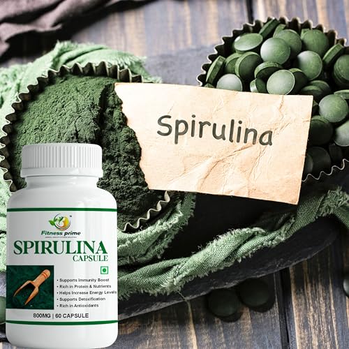 Image of Organic Spirulina 800mg Capsules, Nature Superfood, Rich in Protein, Vitamins & Minerals, Herbal Supplement (120 Capsules)