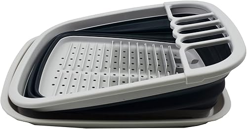 Miniatura 3 de SAMMART Escurridor de platos de plástico plegable de 8 L (2.11 galones) con escurridor, juego de escurridor plegable, organizador de vajilla