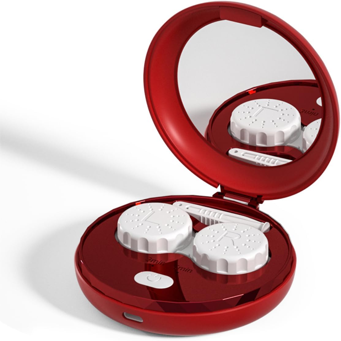 Harmo Touch Contact Lens Cleaner, Portable Ultrasonic Contact Lens Cleaning Machine with USB Charger and Solution Soak Case Kit for Soft Lens, Hard Lens, RGP Lens and OK Lens (Red)