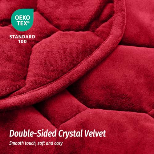 Image of Wemore Weighted Lap Blanket 7lbs, 24 inchx29 inch Small Travel Blankets for Adults | Soft Crystal Velvet; Packable Throw Blanket; Weighted Lap Pad for Sleep, Napping & Relaxation; Machine Washable; Burgundy