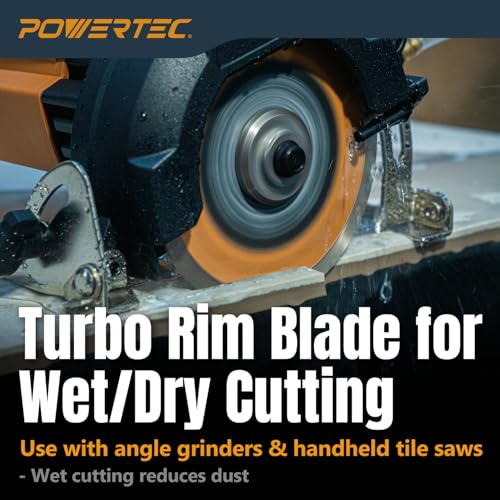 Image of POWERTEC 4-1 /2 inch Turbo Diamond Saw Blade for Angle Grinder, Diamond Blade for Cutting Concrete, Granite, Brick, Paver, Roofing Tile, 4.5 inch Diamond Blades for Wet /Dry Cutting, 3 Pack (14005-P3)
