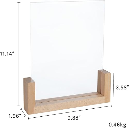 Miniatura 10 de Soporte de letrero acrílico transparente vertical de 8.5 x 11 pulgadas (paquete de 3)  Soportes de mesa de acrílico con base de madera  Soporte de