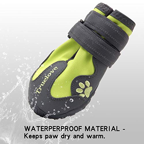 MOKCCI Truelove Pfotenschutz Hundestiefel,Wasserdicht Hundeschuhe mit Reflektierenden Riemen für Kleine, Mittelgroße und Große Hunde