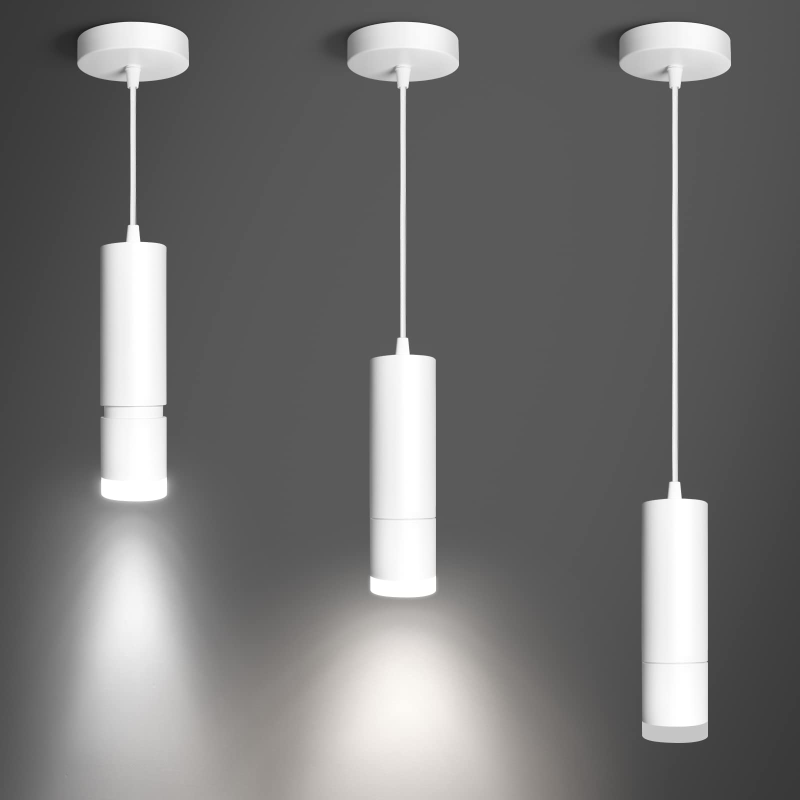 Photo 1 of OKELI Modern LED Pendant Light - 3 Pack, White, 4000K