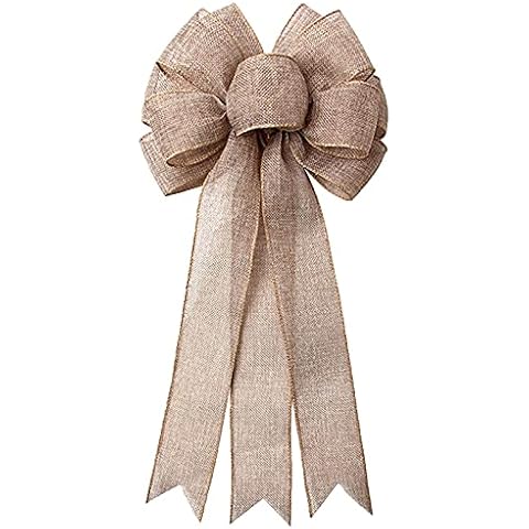 LOKESI Burlap Wreath Bow Large Wreath Bow Decoration Wreath Ribbon Bows Tree Bows Decorative Burlap Bows Decorations Ornaments for All Seasonal Party Cover