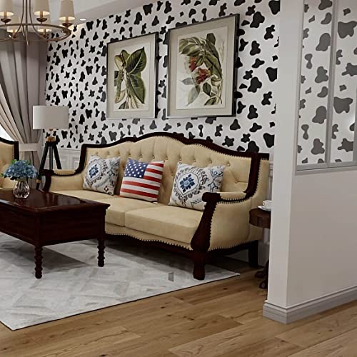 Qianglive Black And White Spots Contact Paper Cow Printed Peel And Stick Wallpaper 17.7”X120” Self-Adhesive Cute Wallpapers Vinyl White Black Decals For Walls Bedroom Living Room Nurseryls #TOP1