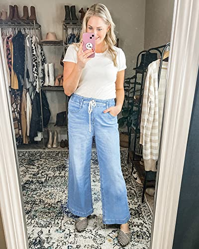 Grapent Women's Womens Jeans Size 14 Womens Jeans Size 12 High Waisted Mom Jeans Flared Jeans For Women High Waist Jeans Wide Leg Jeans For Women Color Azure Mood Size 12 Size 14 #TOP5