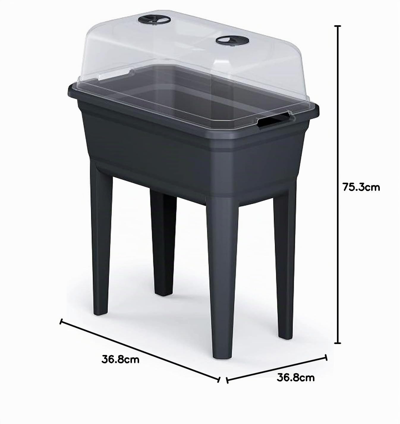 Jardinière haute avec couvercle Prosperplast Respana Planter Ecoline en plastique de couleur anthracite 59,6 (L) x 36,8 (l) x 75,3 (H) cm