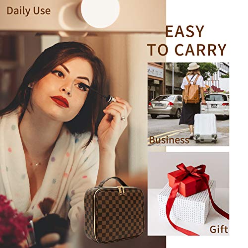 Makeup Bag Train Case Portable Travel Makeup Case Storage PU Leather Cosmetic Organizer for Girl Cosmetic Make Up Tools Toiletry Jewelry Digital Accessories