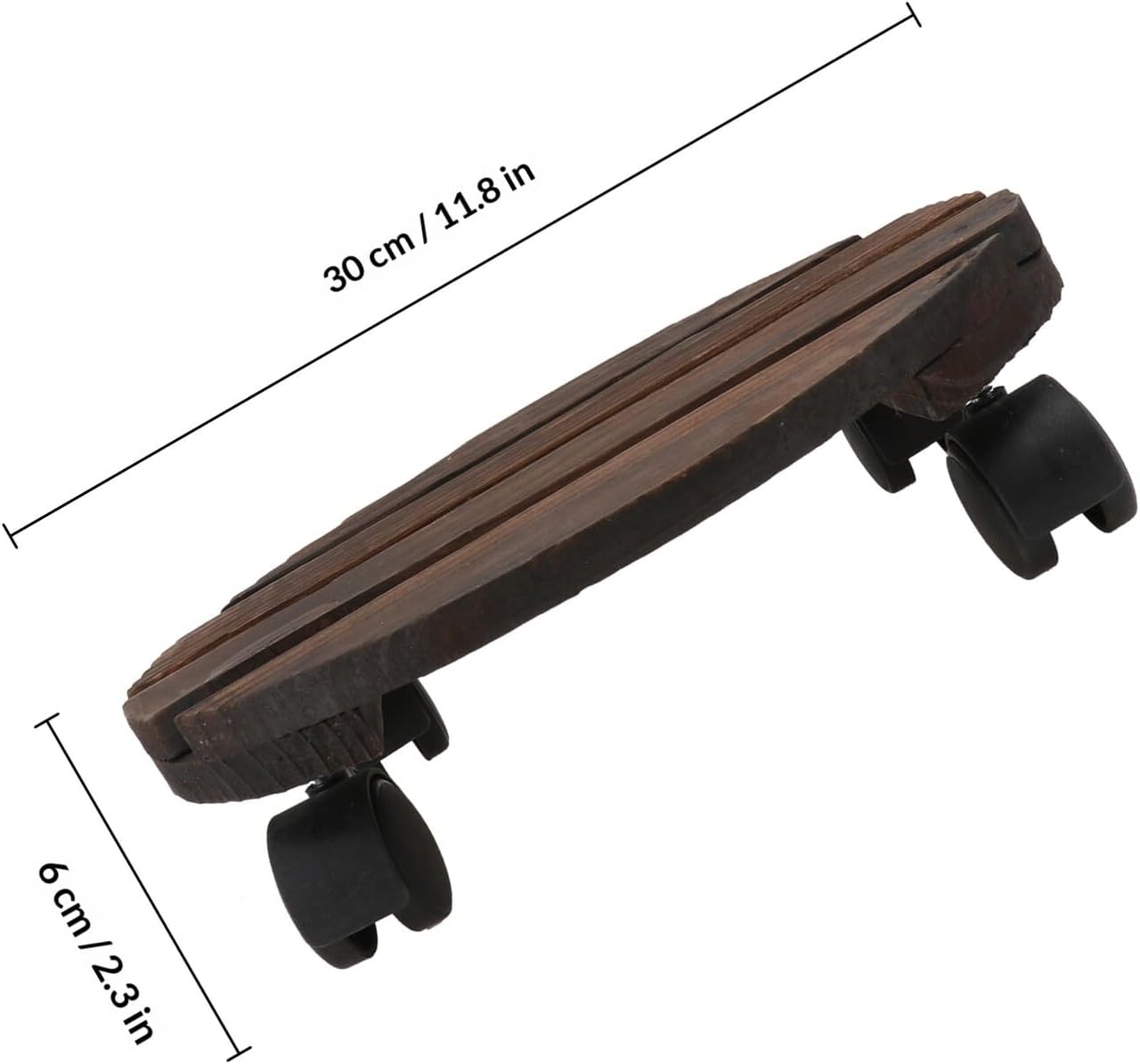 Ciieeo Wooden Plant Pot Holder Tray with Universal Wheels, 30cm Diameter Carbonized Anti-Corrosion Flowerpot Base for Indoor Outdoor Planter Mobility