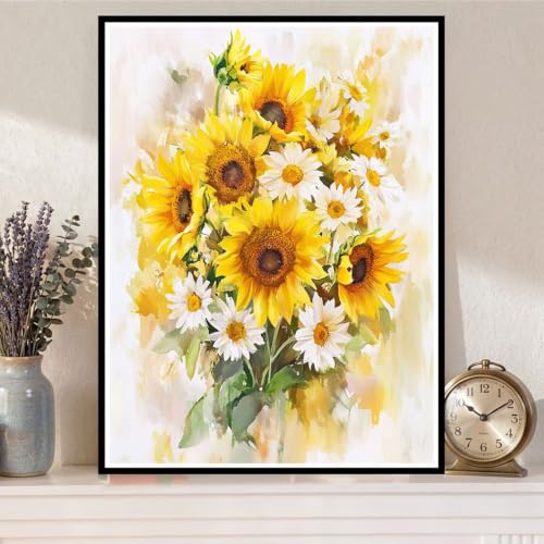 Kit de pintura de diamante 5D de girasol: manualidad relajante de 40x50cm para decorar tu hogar