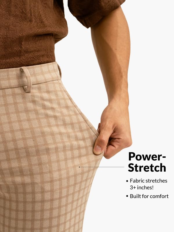 Image of The Pant Project Luxury PV Stretchable Casual Checks Pant for Men | Stylish Slim Fit Men's Wear Trousers for Office or Party