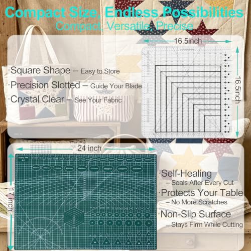 GMFXSCO 16.5" Slotted Quilting Ruler with A2 Mat & Blades, Non-Slip by GMFXSCO - Used condition - Image 2