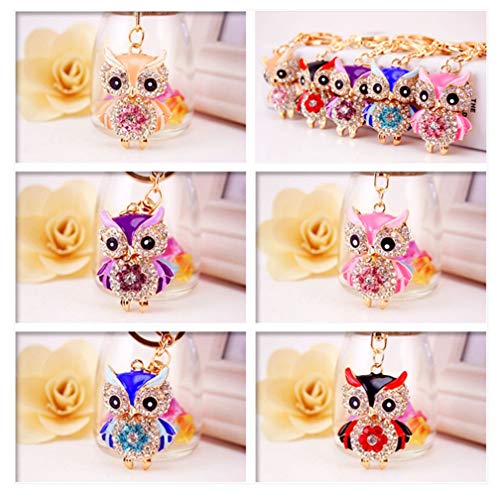 Grtdrm Cute Owl Shape Crystal Rhinestone Sparkling Keychain Bag Pendant Handbag Charm For Women Girls(Purple) #TOP5
