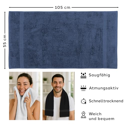 Caleffi Handtücher Set 3-teilig 55x105 cm, 100% Baumwolle, Indigo – Ansicht 3