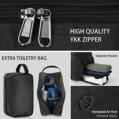 Travel Duffel Bag 65L Foldable Weekender Overnight Bag for Men Women Lightweight Carry on Weekend Bag Waterproof Sports Duffle Bag with Shoe Compartment and Toiletry Bag, Black 4 Travel Duffel Bag 65L Foldable Weekender Overnight Bag for Men Women Lightweight Carry on Weekend Bag Waterproof Sports Duffle Bag with Shoe Compartment and Toiletry Bag, Black