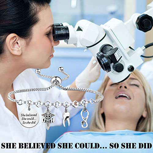 Image of PLITI Dental Hygienist Gift Dentist Gift DH Gift New Dentist Gift She Believed She Could So She Did Bangle