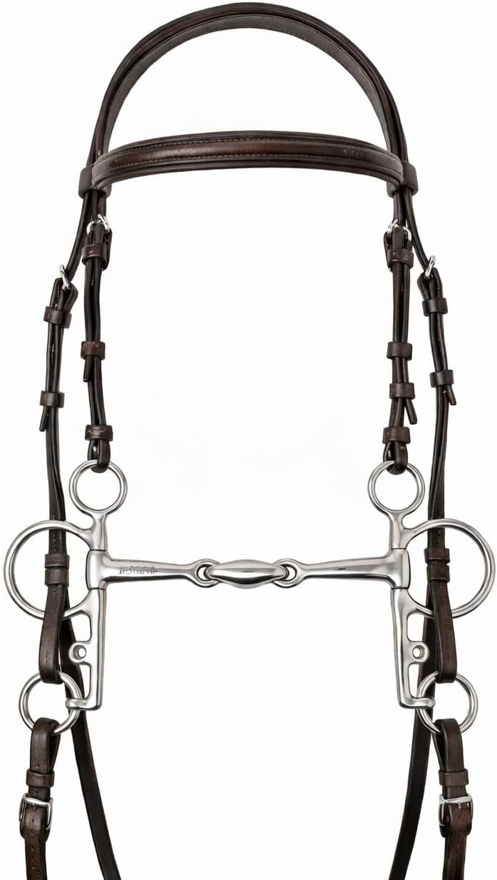 CHALLENGER Stainless Steel Pelham 5" Double Jointed Lozenge Mouth Snaffle Bit w/Curb 35673B