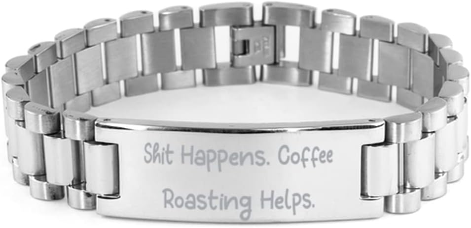 Love Coffee Roasting Ladder Bracelet, Shit., Gifts For Friends, Present From Friends, Engraved Bracelet For Coffee Roasting, Roasted coffee, Coffee beans, Dark roast, Light roast, Medium roast,