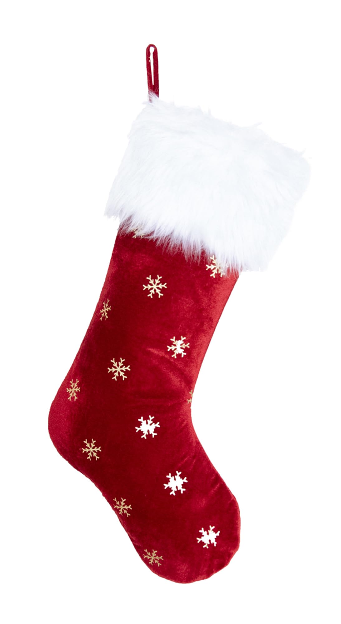 Kirain Snowflake Velvet Christmas Stocking 18.8 Inch Plush Christmas Stockings Big Xmas Stockings Hanging Sock Candy Gift Bags for Family Christmas Holiday Decoration