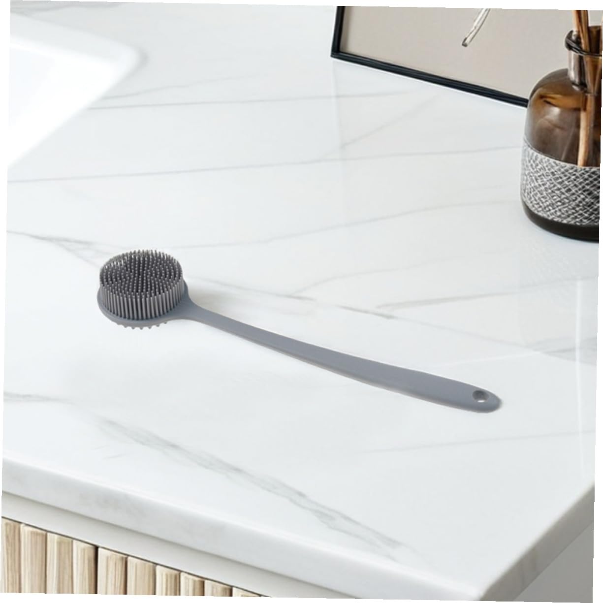POPETPOP 2 Stück Silikon Rückenbürste mit Langem Griff Langlebiger Flexibler Körperschrubber für Dusche und Massage Tragbar Ergonomisch für Rücken Nacken Ganzkörperreinigung Hautpflege