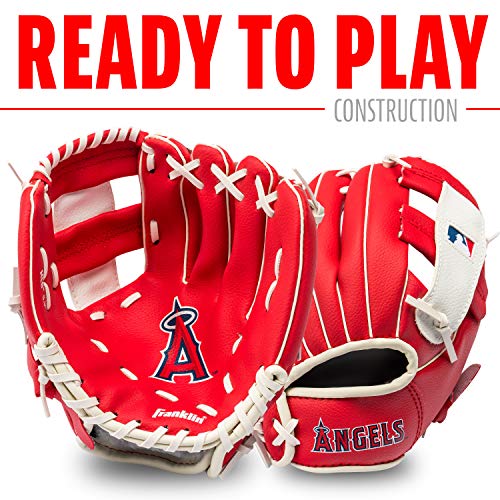 Franklin Sports MLB Youth Teeball Glove and Ball Set - Kids Los Angeles Angels Baseball and Teeball Glove and Ball - Perfect First Kids Glove - 9.5" - image 2