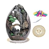 Poitemsic Backflow Incense Burner Mountain Waterfall Incense Holder Set,50 Incense Cones+ Clip + Mat