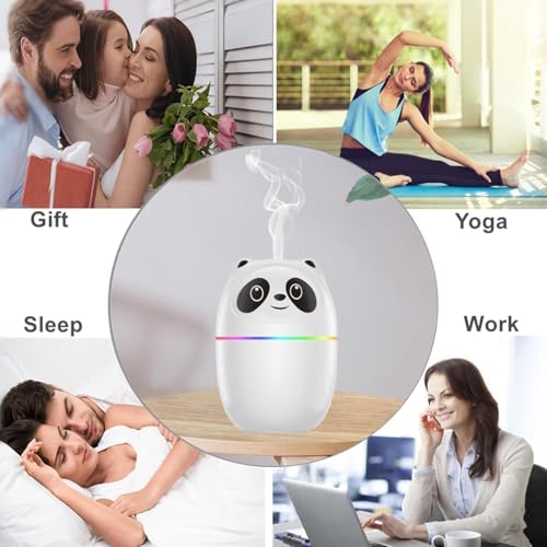 Image of 300ml Essential Oil Diffuser & Humidifier - Ultrasonic Cool Mist with Quiet Operation, LED Lights - Aromatherapy Air Freshener for Home, Office, Car(Colours May Vary) (Panda)