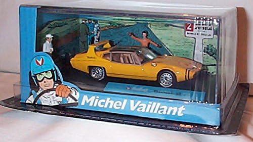 michel vaillantyellow mistral GT DE l Huile Sur la piste car with figures 1.43 scale diecast model
