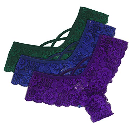 3pcs Slip De Dentelle Confort Sexy Strings Grande Taille Femmes Sexy Tangas Erotique Briefs Culottes Creux Dentelle élastique Tentation Sonojie Cover