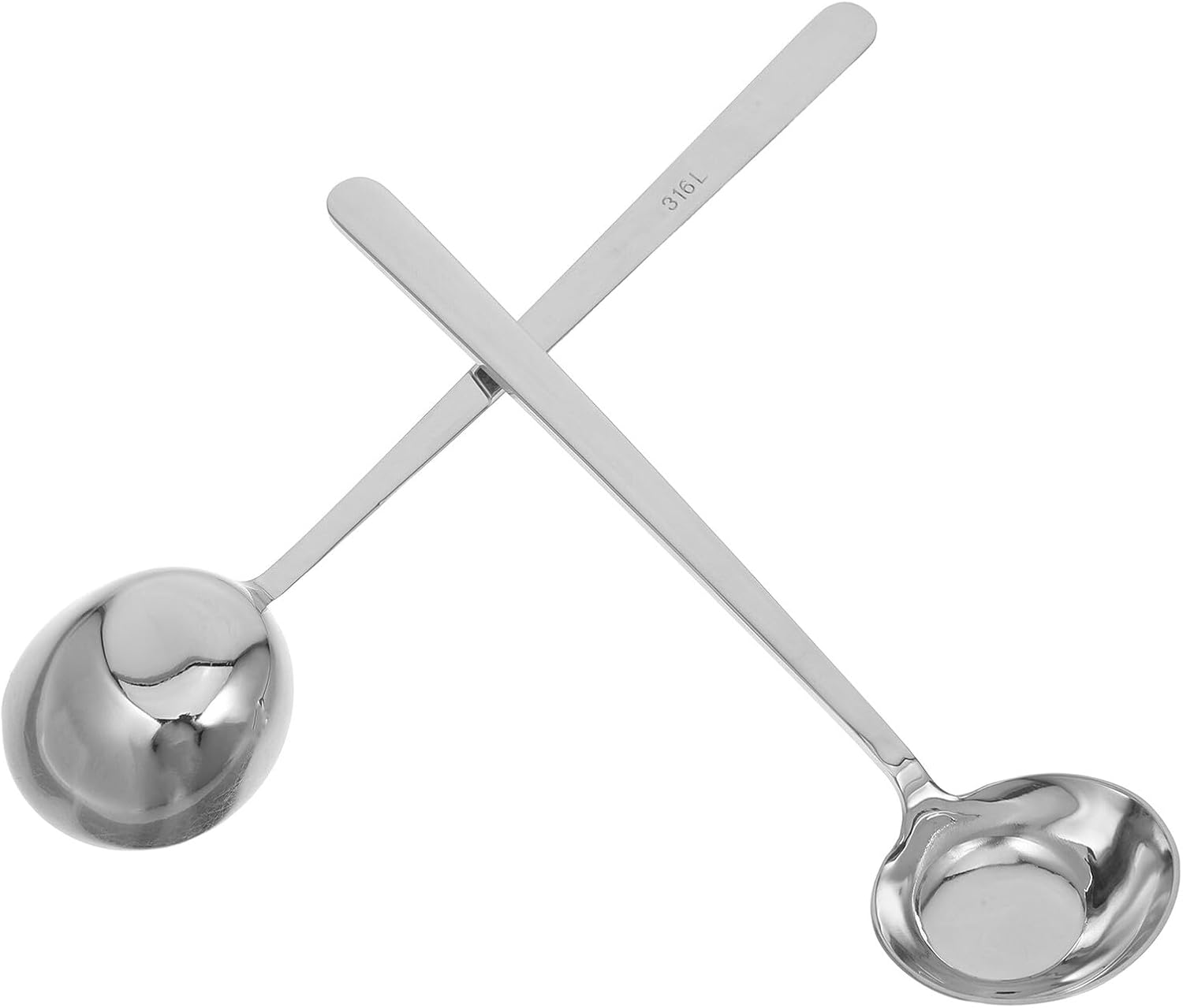 2pcs Stainless Steel Soup Ladle Set with Bottom, Silver