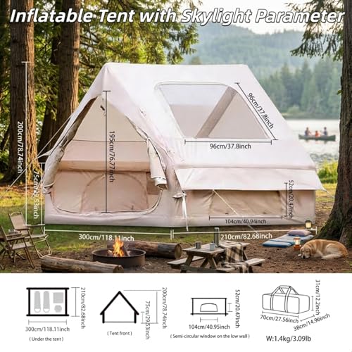 Image of Inflatable Glamping Tent for Family Camping, 4-6 Person Air Tent w /Skylight
