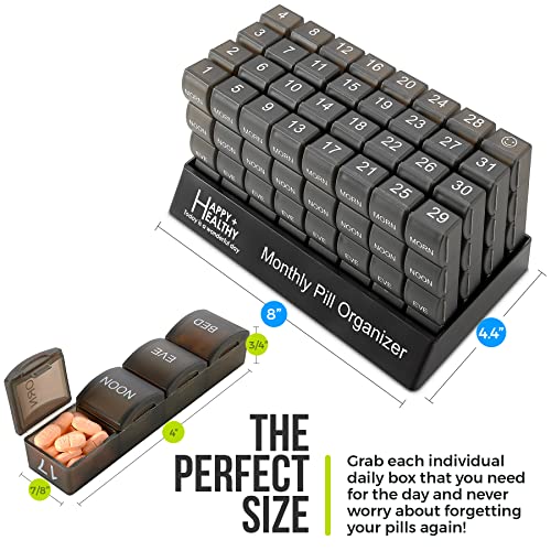 Maand pillendoos Organizer 4 keer per dag ochtend-middag-avond-nacht grote 32 dagelijkse pillendoosjes met compartimenten voor vitamines supplementen medicatie -Reizen maandelijkse pillen organisator - Afbeelding 6