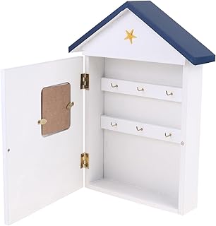 iplusmile 木製キーボックス壁掛け 地中海風ミニハウス鍵収納ボックス 吊り下げフック付き 玄関 キッチン 廊下用ホームオーガナイザー 1個