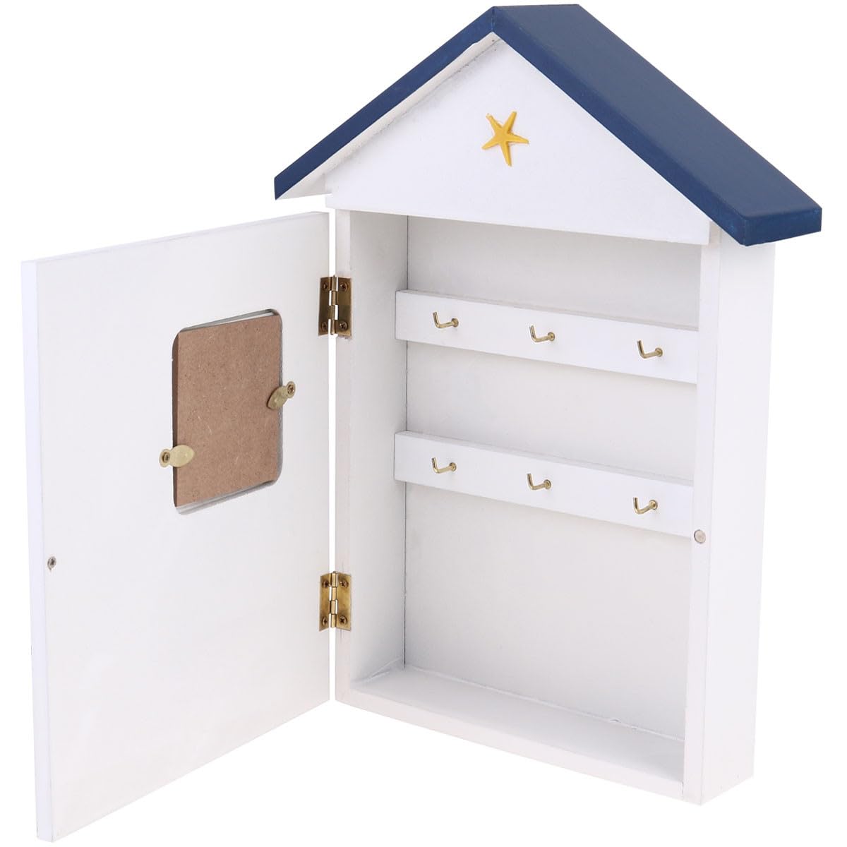 Kichvoe Portachiavi Ganci per Chiavi Parete in Legno da a Forma di Casa Cassetta Stile Costiero Decorazione per Arredamento Casa
