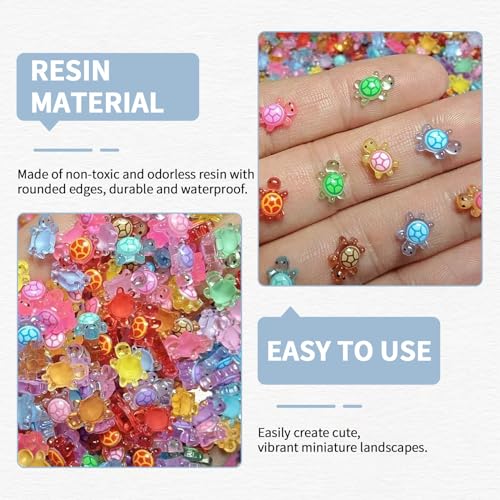 100 Stück Turtles Figuren,Mini Schildkröten Im Dunkeln Leuchtende Bunt Harz Tiere Leuchtend Kleine Kunstharz Schildkröte Figur Luminous Resin Animals Miniatur Lustig Tierfiguren Set für Kinder Deko