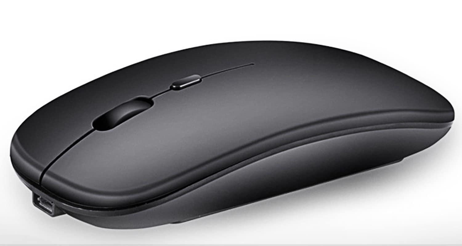 VESMOL Silent Rechargeable Bluetooth Mouse, Wireless Mouse, Portable USB Phone Computer Mouse Type-C Port, Bluetooth Mouse for Windows Laptop Desktop USB Receiver (Matte Black)