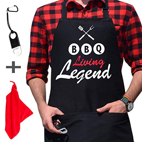BBQ Living Legend -Unique Exclusive Saying- BBQ Grill Chef Apron for Men, 2