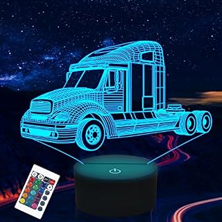 Attivolife Truck 3D Lamp, Trail Car 16 Color Changing Dimmable Hologram Lighting, Timer Toy USB Charge Table Desk Bedroom Decoration Nightlight Creative Gift for Kids Boys Girls with Remote Control