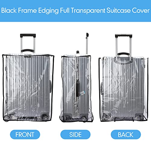 3 Pieces Clear Luggage Cover Pvc Suitcase Luggage Cover Protector Waterproof Cover For Luggage Cover (Black Border, Regular Style) #TOP4