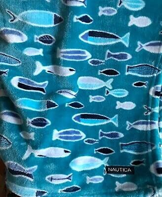 Miniatura 3 de Nautica - Manta de felpa ultra suave de gran tamaño con estampado de peces azul aguamarina, 50 x 70 pulgadas