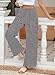 EVALESS Wide Leg Sweatpants Women Casual Loose Fit Fashion 2024 Trendy Summer Fall Ribbed Sweat Pants with Pockets Black and Grey Pinstripe Medium