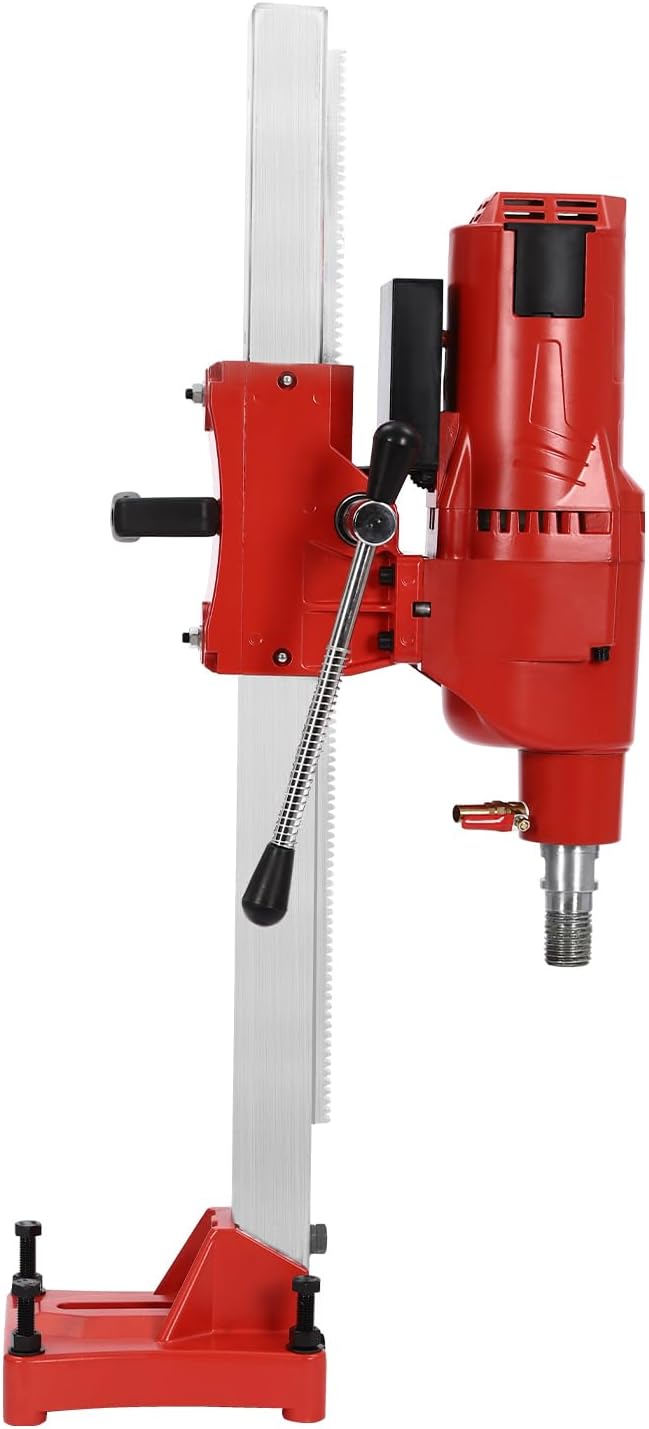 Concrete Core Drill, 4250W Vertical Core Drill Machine Diamond Core Drill with Water Pipe and Carbon Brushes, 19.7"H Lifting Electric Power Core Drill for Wet Drilling Red 110V 60Hz