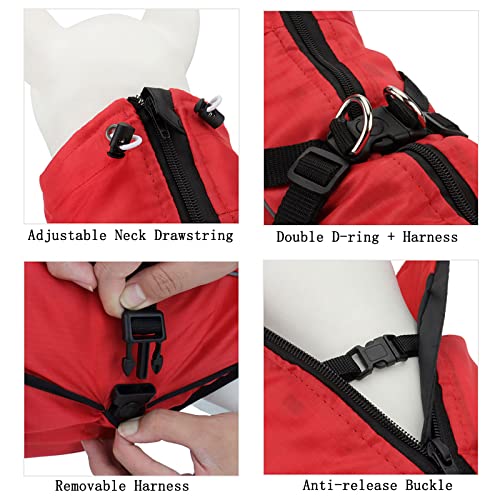 Dog Winter Coat, Reflective Sleeveless Dog Cold Weather Coats Dog Jacket With Harness And Double D-Ring, Windproof Waterproof Dog Vest For Small Medium And Large Dogs(Xl,Red) #TOP2