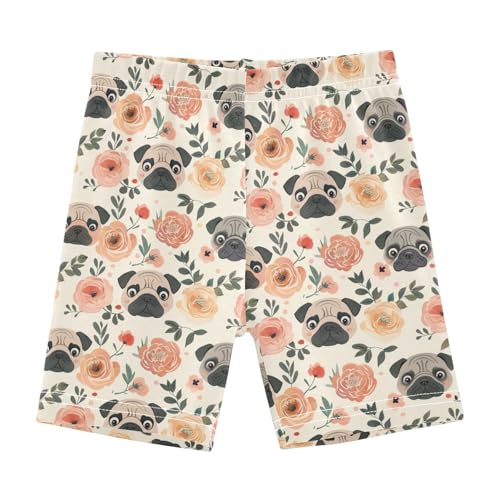 Pekingese Girls Shorts Elastic Waist Sports Shorts Girls Leggings Pants for 4-10 Years